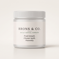 Brons & Co. Daily Dental Powder for dogs, 100g white jar, front label
